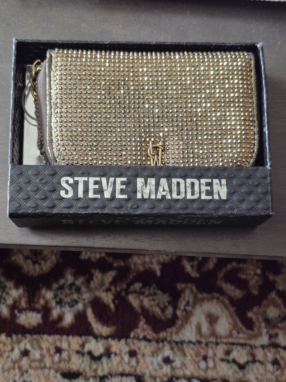 Steve Madden Gold Crystal-Embellished Chain Wallet